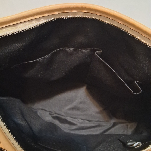 Coach Peyton Embossed Patent Leather Shoulder Bag Black-Tan - Picture 11 of 15